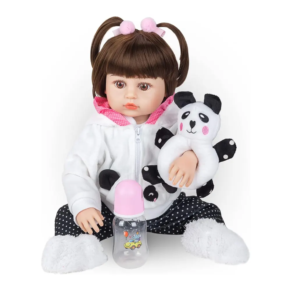 Bebê Reborn Panda Boneca Realista de Silicone Original 48cm - Happy  Brinquedos