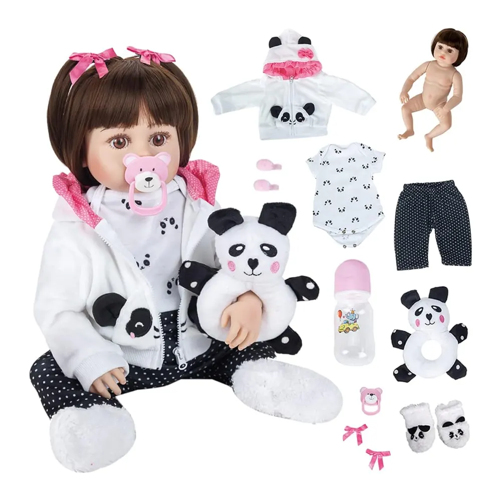 Bebê Reborn Panda Boneca Realista de Silicone Original 48cm - Happy  Brinquedos